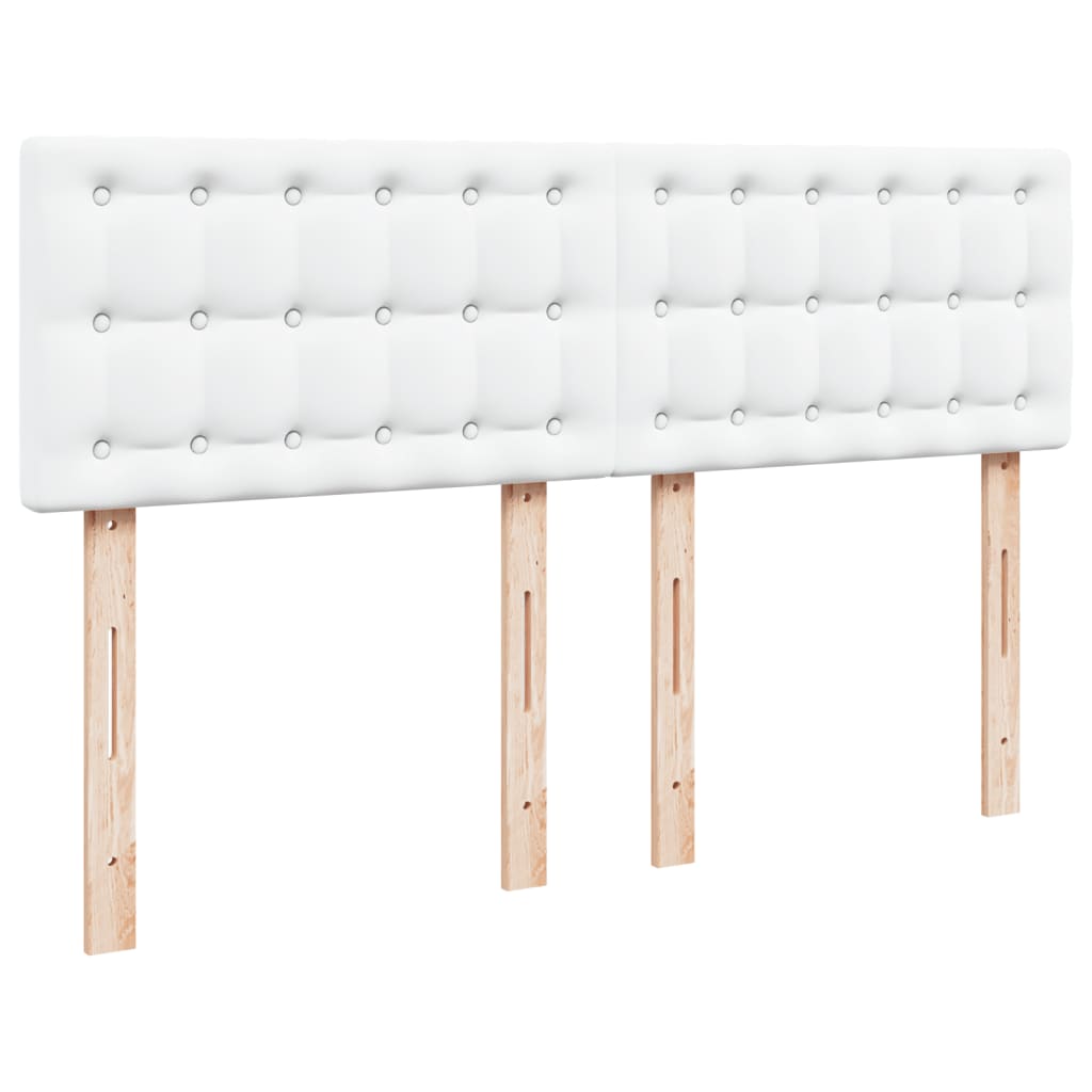 vidaXL Κρεβάτι Boxspring με Στρώμα Λευκό 140x190εκ.από Συνθετικό Δέρμα
