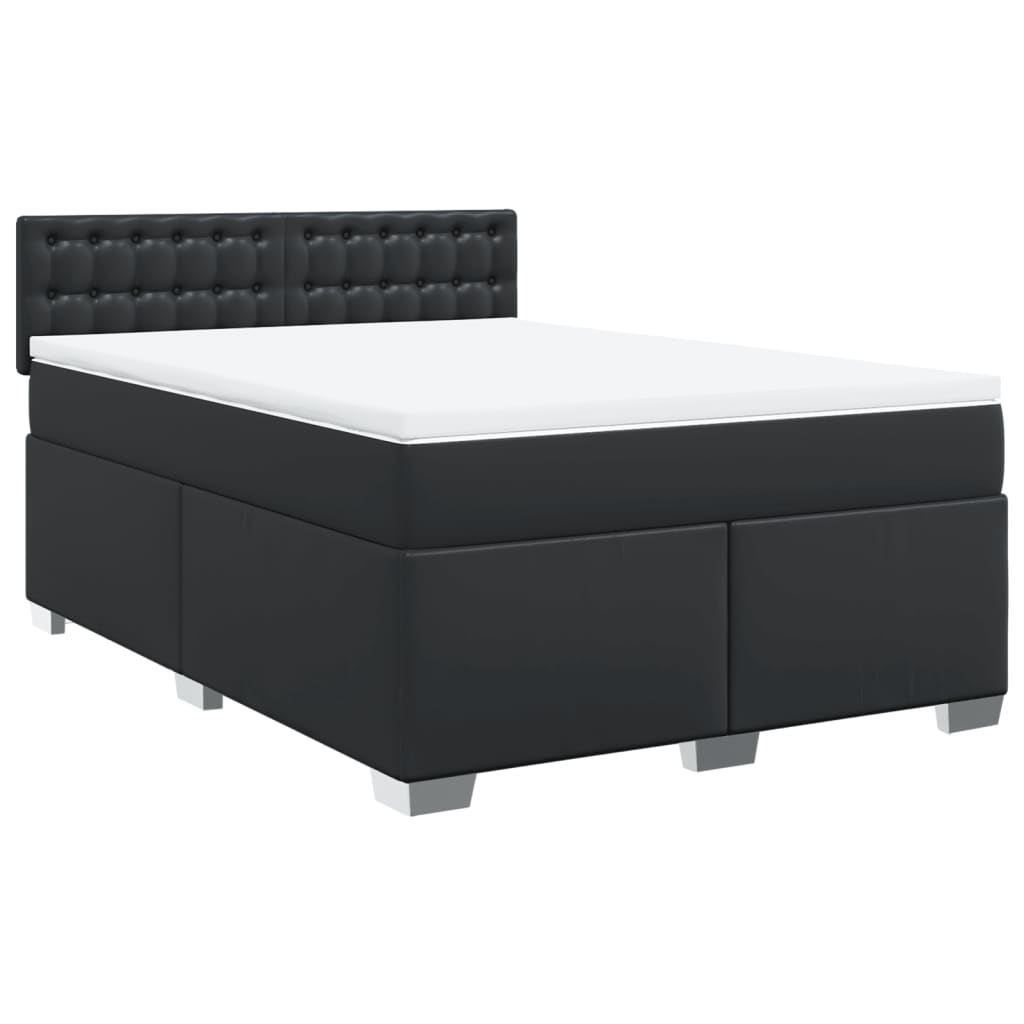 vidaXL Κρεβάτι Boxspring με Στρώμα Μαύρο 160x200εκ.από Συνθετικό Δέρμα