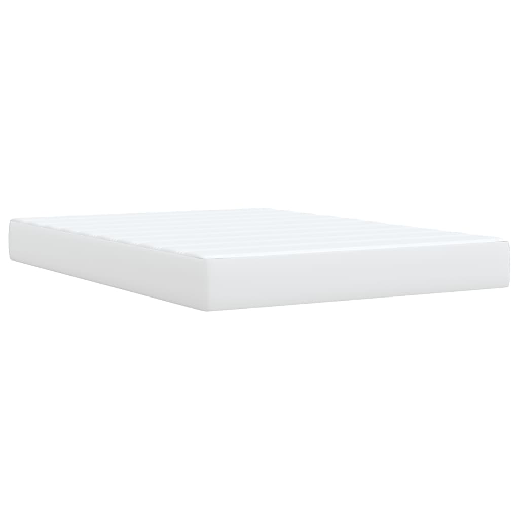 vidaXL Κρεβάτι Boxspring με Στρώμα Λευκό 160x200εκ.από Συνθετικό Δέρμα