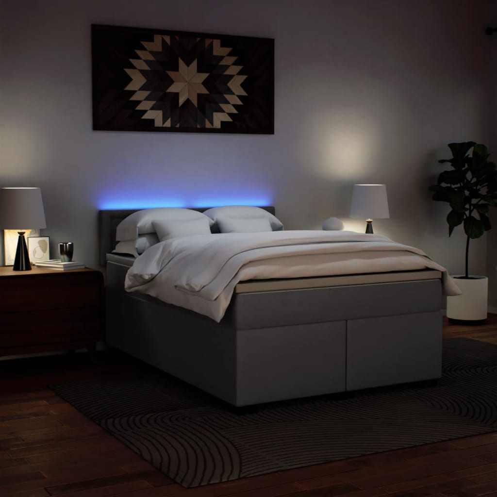 vidaXL Κρεβάτι Boxspring με Στρώμα Γκρι 160x200εκ. από Συνθετικό Δέρμα