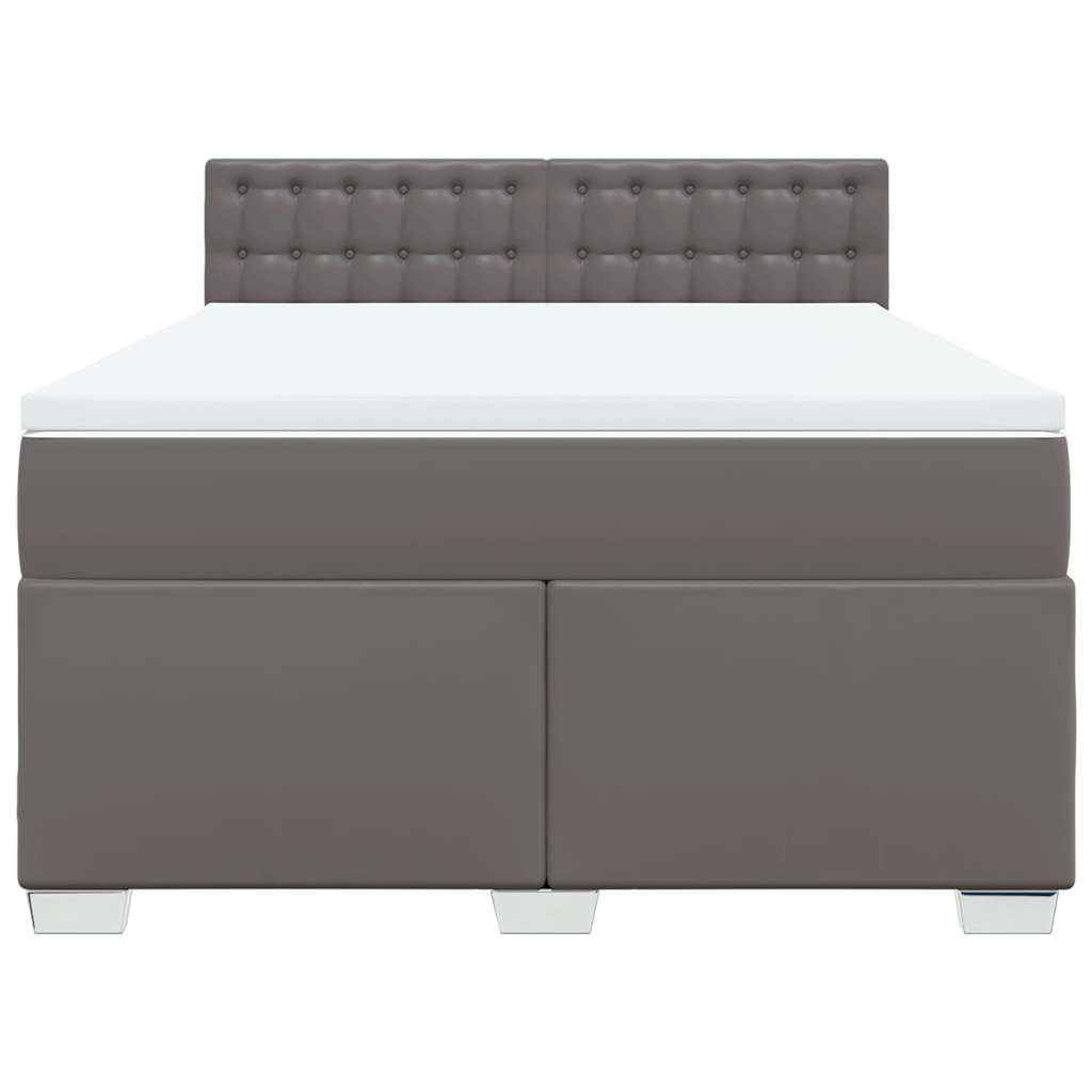 vidaXL Κρεβάτι Boxspring με Στρώμα Γκρι 160x200εκ. από Συνθετικό Δέρμα
