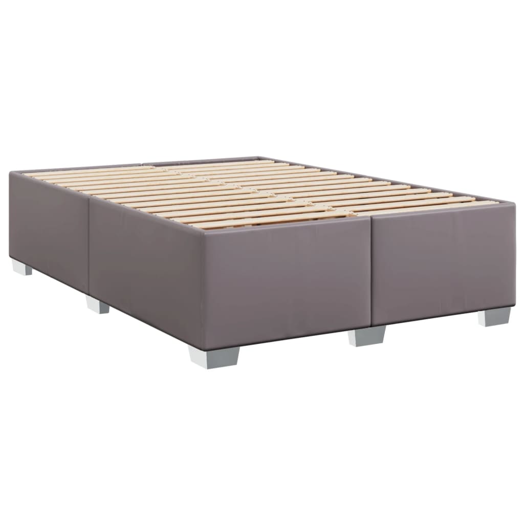 vidaXL Κρεβάτι Boxspring με Στρώμα Γκρι 160x200εκ. από Συνθετικό Δέρμα