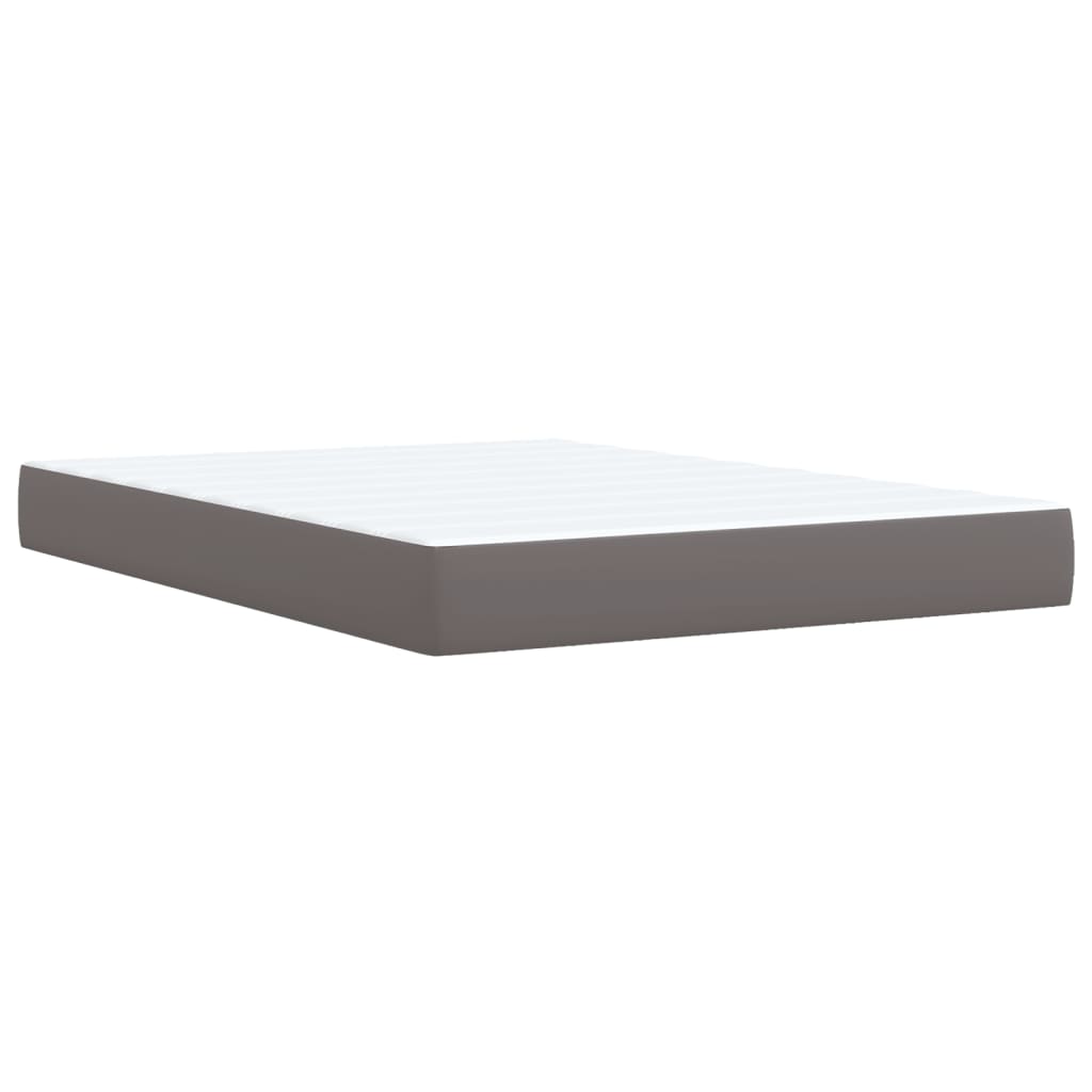 vidaXL Κρεβάτι Boxspring με Στρώμα Γκρι 160x200εκ. από Συνθετικό Δέρμα