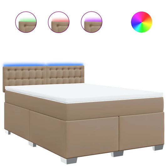 vidaXL Κρεβάτι Boxspring με Στρώμα Καπουτσίνο 160x200εκ.από Συνθ.Δέρμα