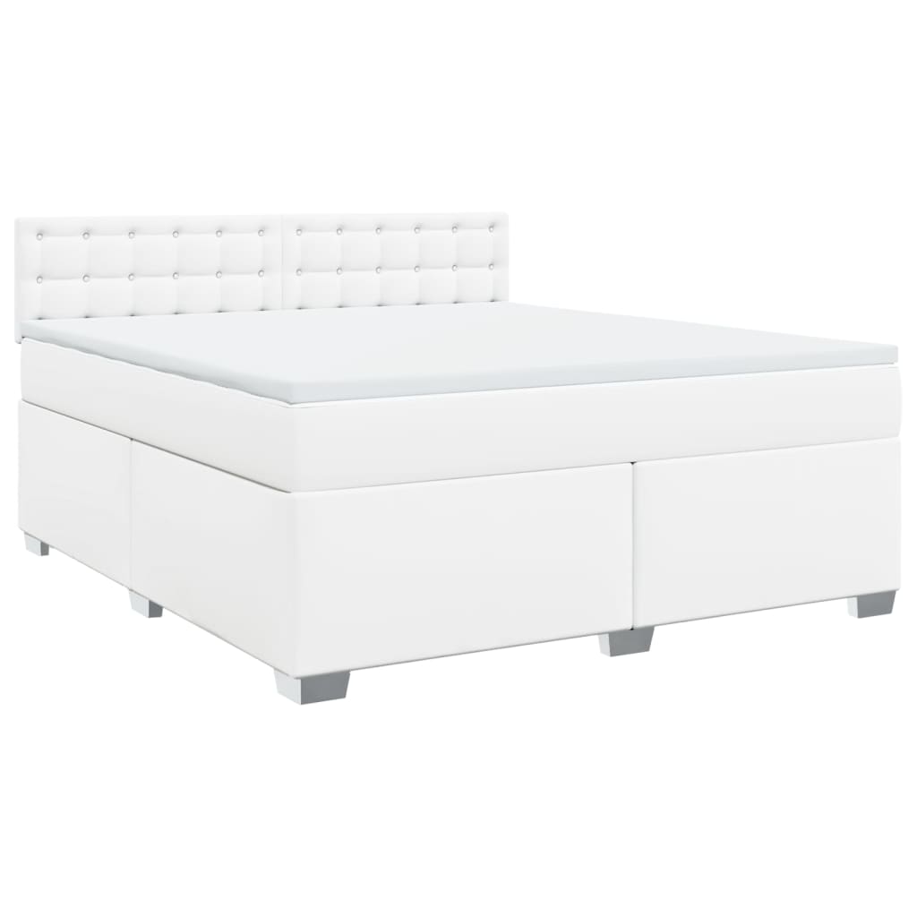 vidaXL Κρεβάτι Boxspring με Στρώμα Λευκό 180x200 εκ. Συνθετικό Δέρμα