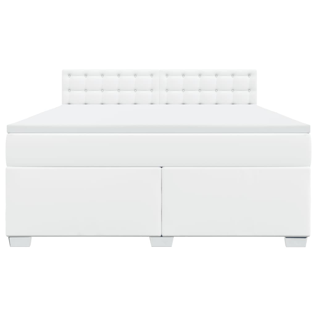 vidaXL Κρεβάτι Boxspring με Στρώμα Λευκό 180x200 εκ. Συνθετικό Δέρμα