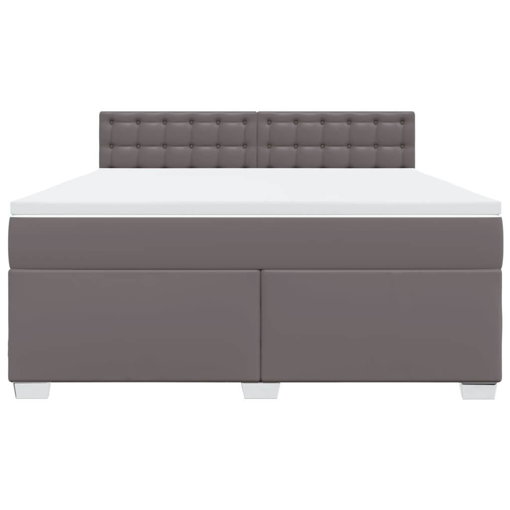 vidaXL Κρεβάτι Boxspring με Στρώμα Γκρι 180x200 εκ. Συνθετικό Δέρμα