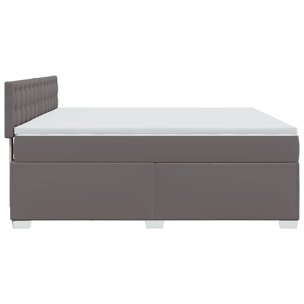 vidaXL Κρεβάτι Boxspring με Στρώμα Γκρι 180x200 εκ. Συνθετικό Δέρμα