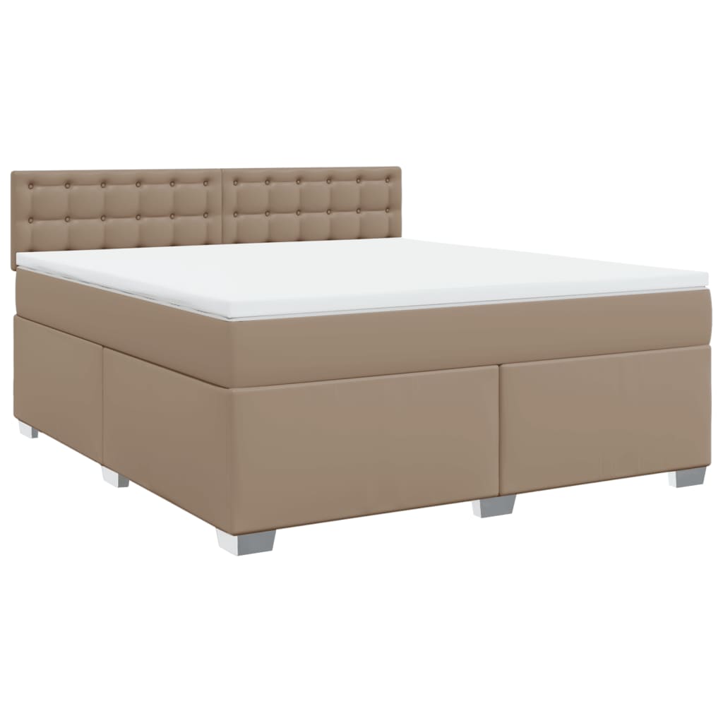 vidaXL Κρεβάτι Boxspring με Στρώμα Καπουτσίνο 180x200 εκ. Συνθ. Δέρμα