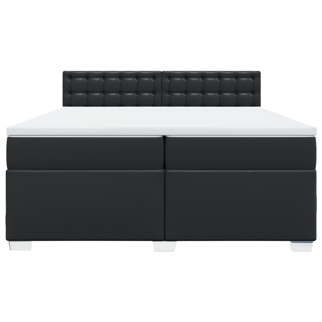 vidaXL Κρεβάτι Boxspring με Στρώμα Μαύρο 200x200 εκ. Συνθετικό Δέρμα