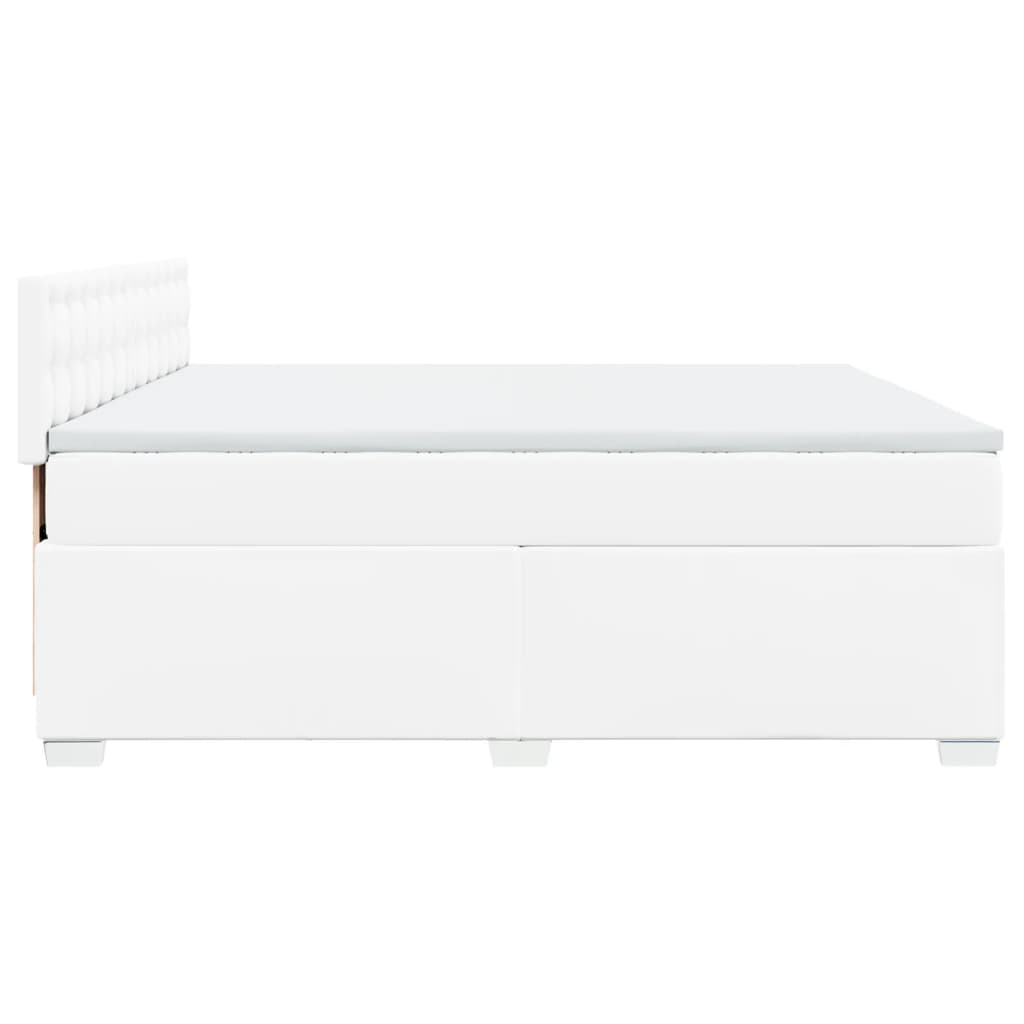 vidaXL Κρεβάτι Boxspring με Στρώμα Λευκό 200x200 εκ. Συνθετικό Δέρμα