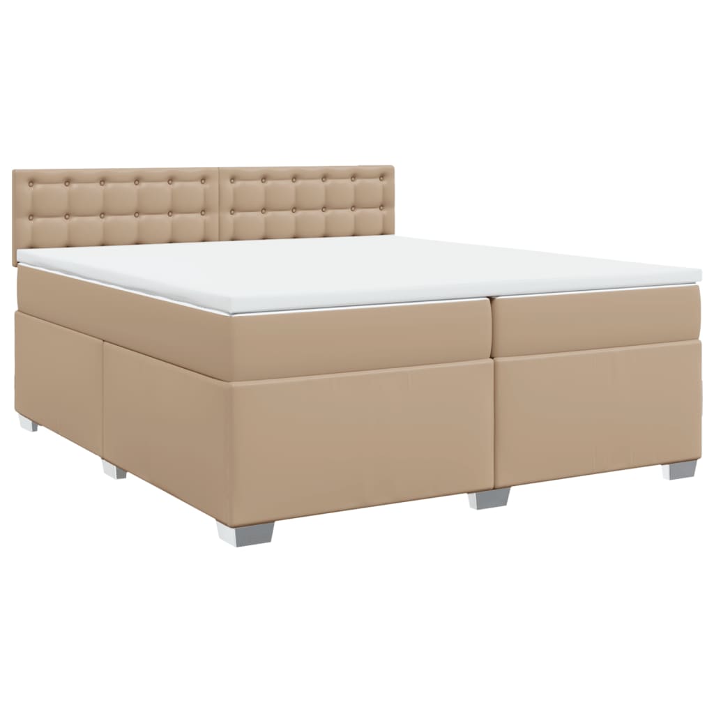 vidaXL Κρεβάτι Boxspring με Στρώμα Καπουτσίνο 200x200εκ.από Συνθ.Δέρμα