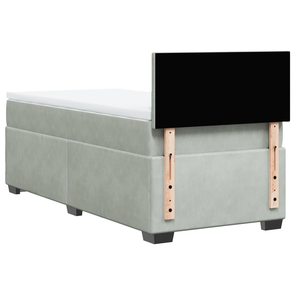 vidaXL Κρεβάτι Boxspring με Στρώμα Ανοιχτό Γκρι 80x200 εκ. Βελούδινο