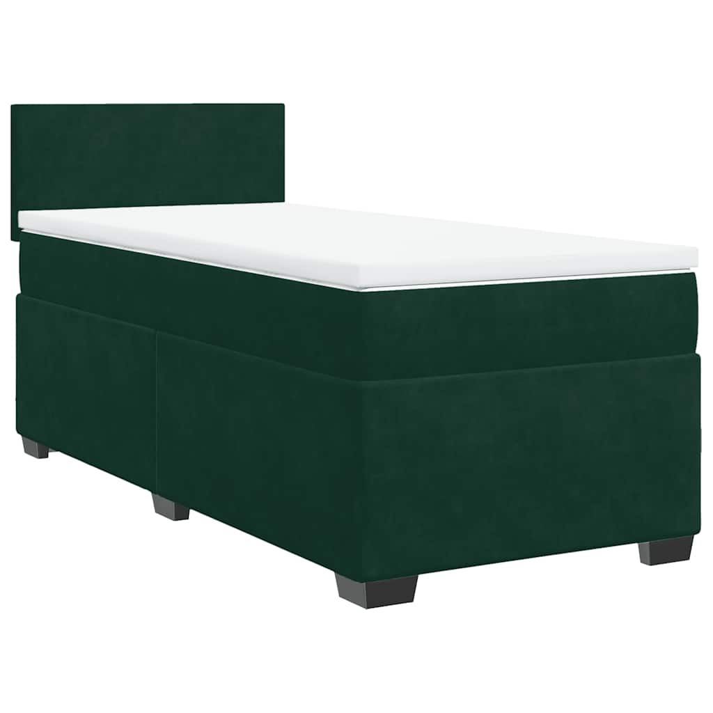vidaXL Κρεβάτι Boxspring με Στρώμα Σκούρο Πράσινο 80x200 εκ. Βελούδινο