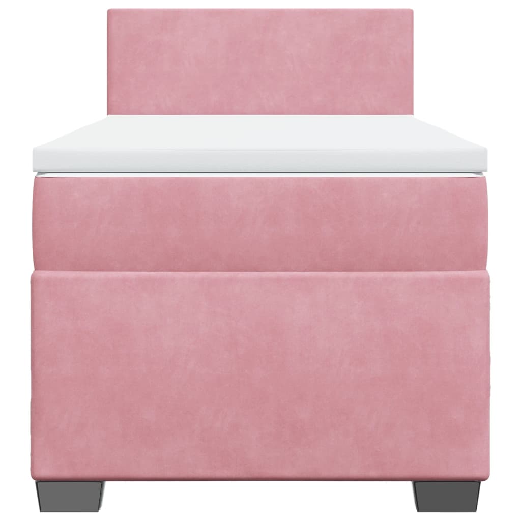 vidaXL Κρεβάτι Boxspring με Στρώμα Ροζ 80 x 200 εκ. Βελούδινο