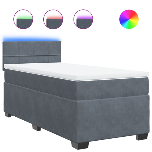 vidaXL Κρεβάτι Boxspring με Στρώμα Σκούρο Γκρι 80x200 εκ. Βελούδινο