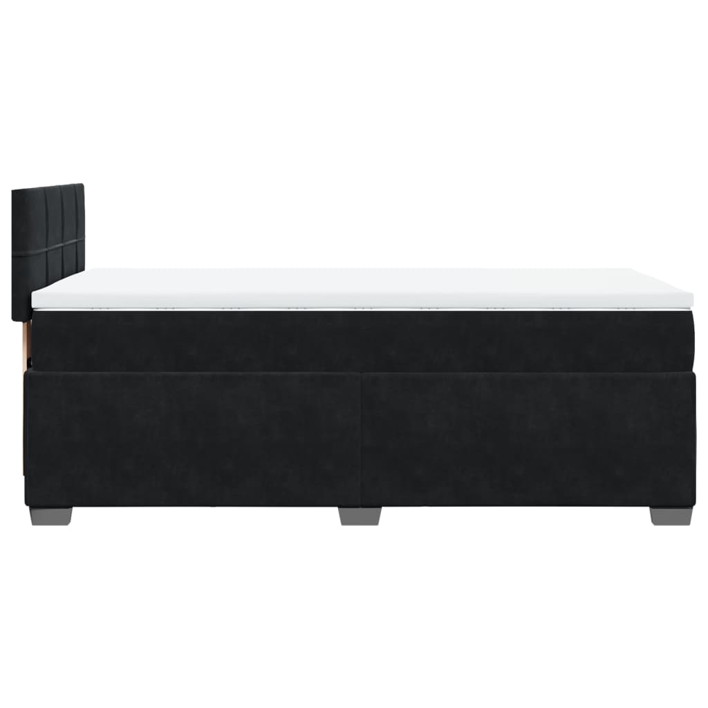 vidaXL Κρεβάτι Boxspring με Στρώμα Μαύρο 80 x 200 εκ. Βελούδινο
