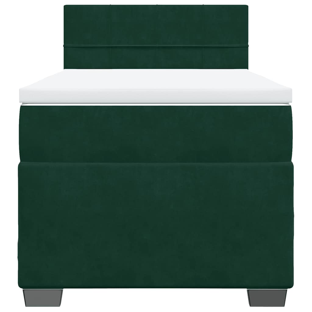 vidaXL Κρεβάτι Boxspring με Στρώμα Σκούρο Πράσινο 80x200 εκ. Βελούδινο