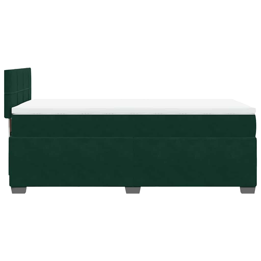 vidaXL Κρεβάτι Boxspring με Στρώμα Σκούρο Πράσινο 80x200 εκ. Βελούδινο