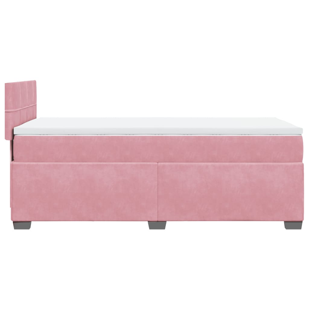 vidaXL Κρεβάτι Boxspring με Στρώμα Ροζ 80 x 200 εκ. Βελούδινο