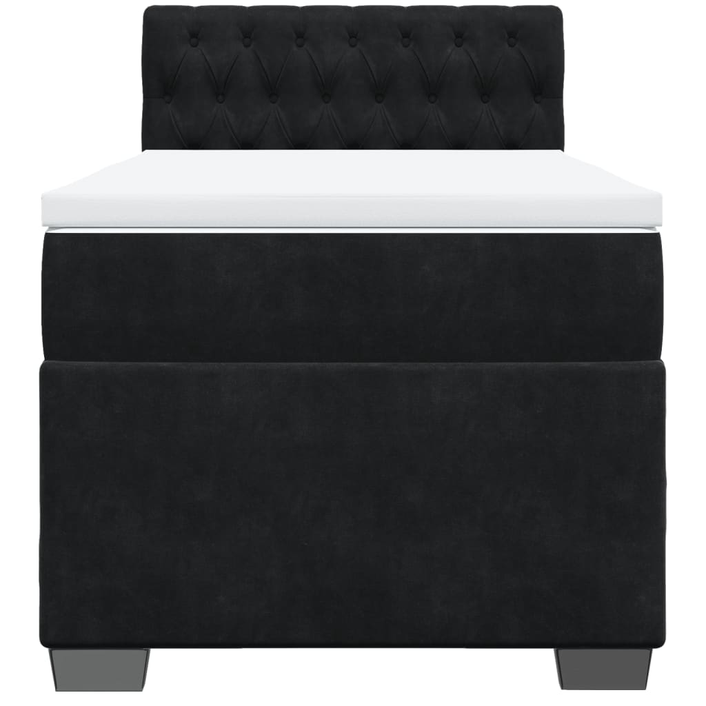vidaXL Κρεβάτι Boxspring με Στρώμα Μαύρο 80 x 200 εκ. Βελούδινο