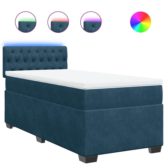 vidaXL Κρεβάτι Boxspring με Στρώμα Μπλε 80 x 200 εκ. Βελούδινο