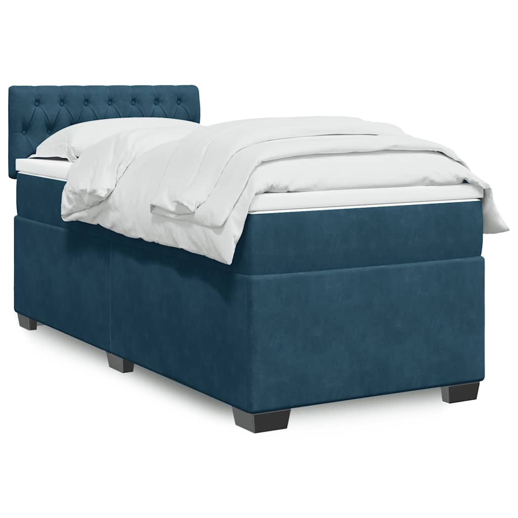 vidaXL Κρεβάτι Boxspring με Στρώμα Μπλε 80 x 200 εκ. Βελούδινο