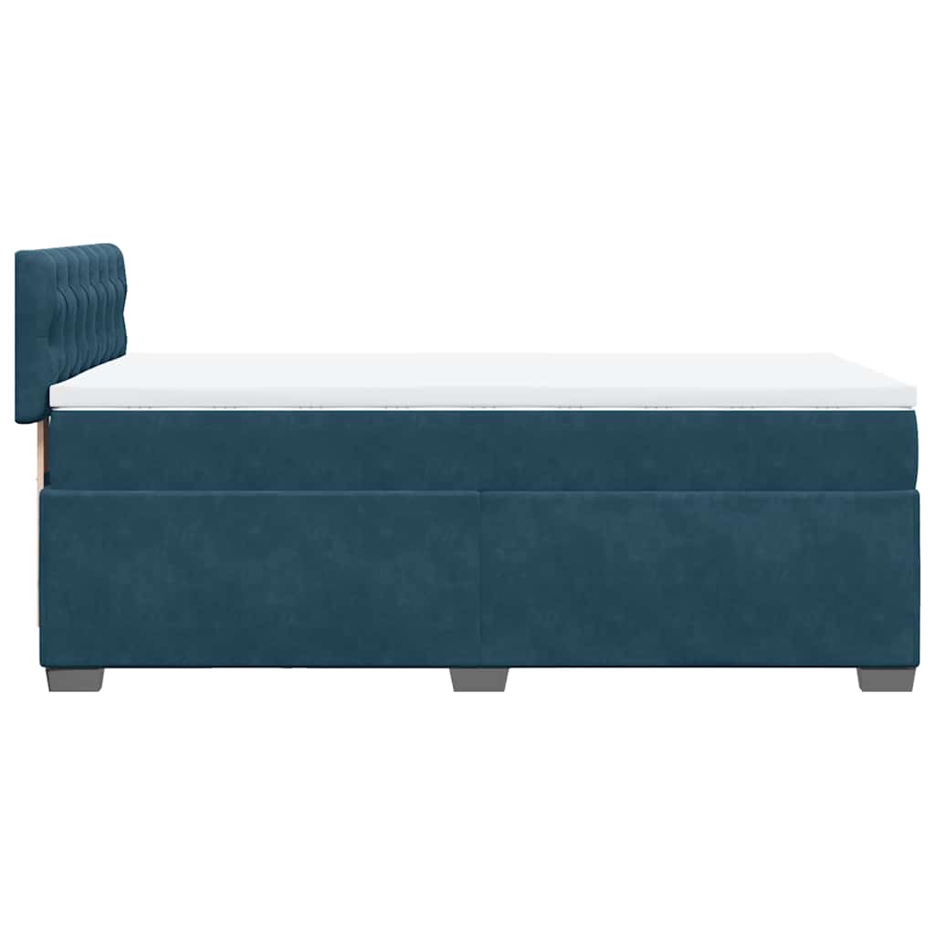 vidaXL Κρεβάτι Boxspring με Στρώμα Μπλε 80 x 200 εκ. Βελούδινο