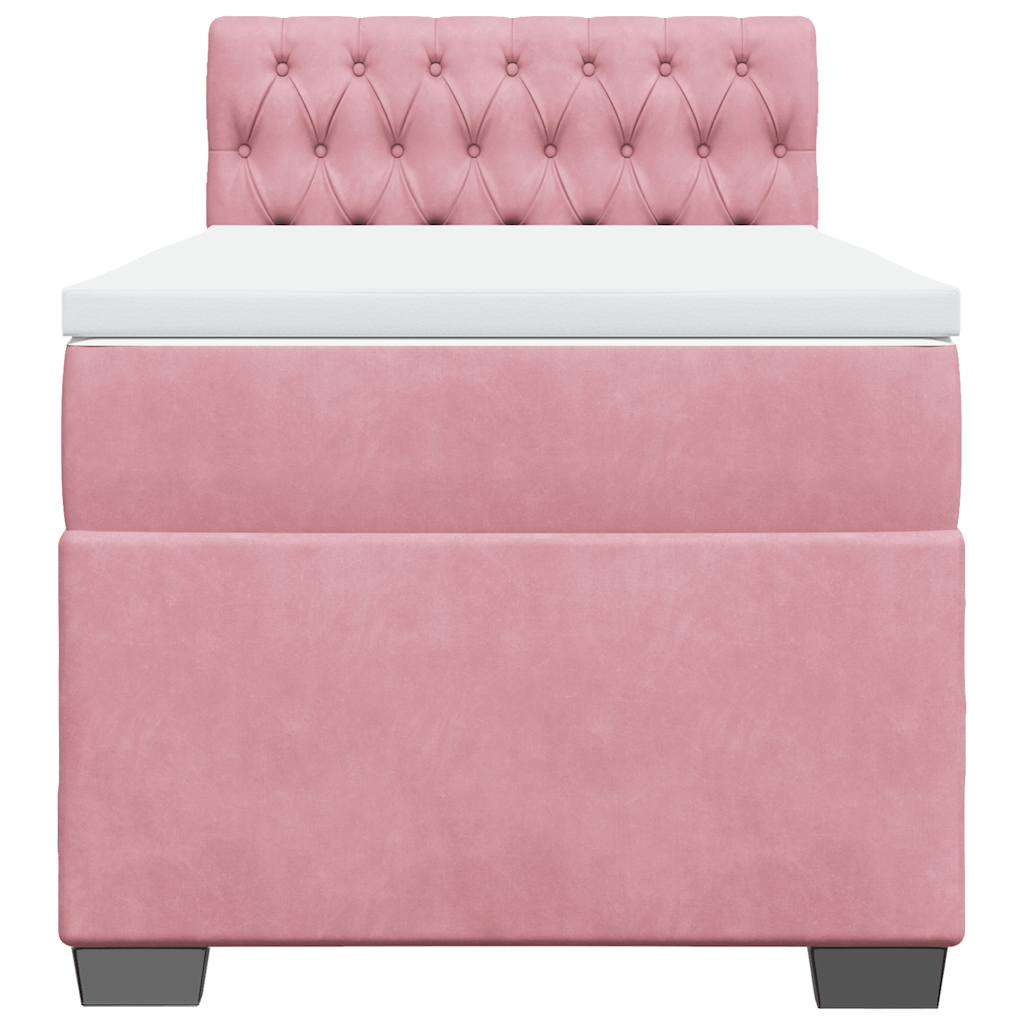 vidaXL Κρεβάτι Boxspring με Στρώμα Ροζ 80 x 200 εκ. Βελούδινο