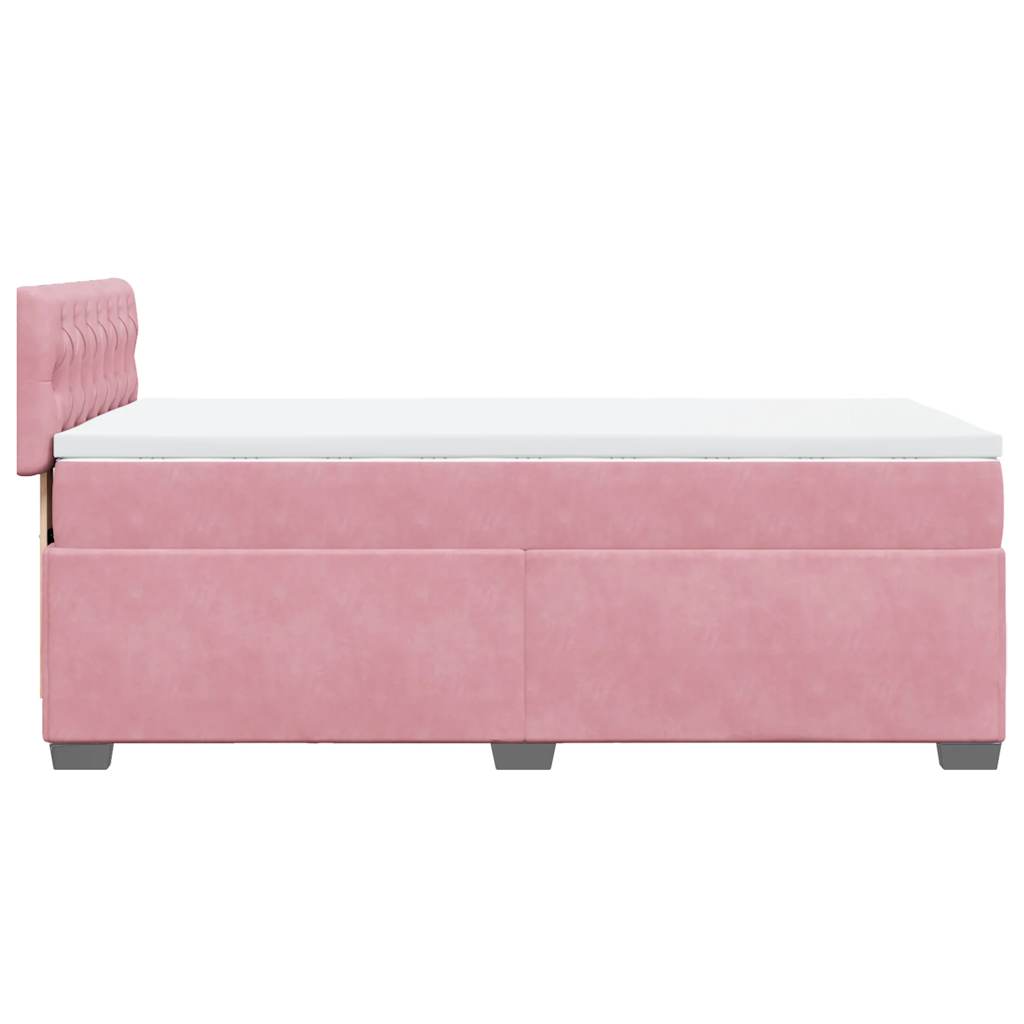 vidaXL Κρεβάτι Boxspring με Στρώμα Ροζ 80 x 200 εκ. Βελούδινο