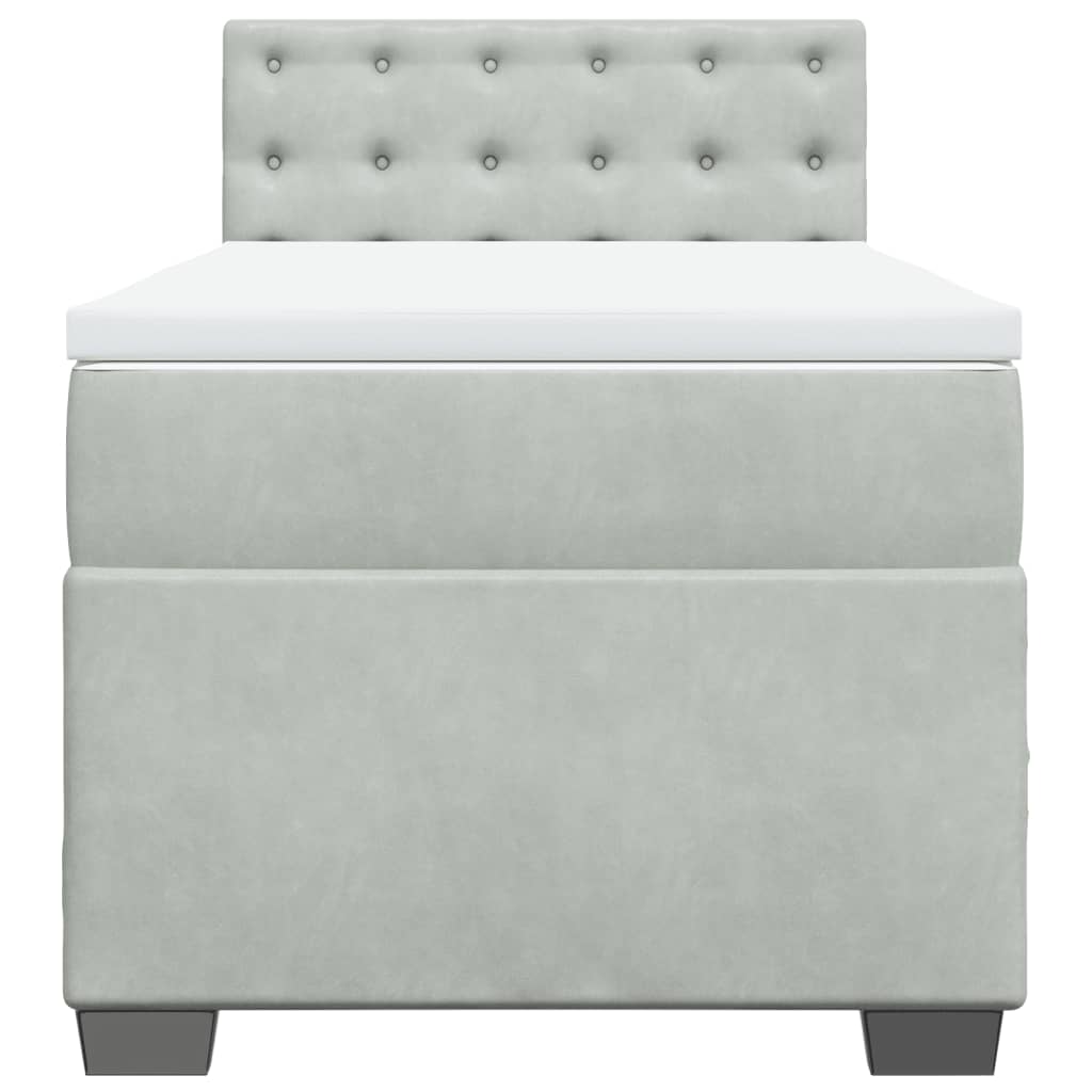 vidaXL Κρεβάτι Boxspring με Στρώμα Ανοιχτό Γκρι 80x200 εκ. Βελούδινο