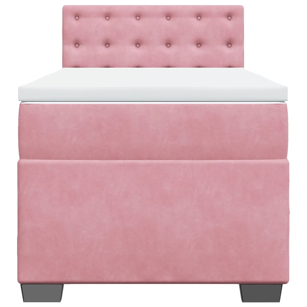 vidaXL Κρεβάτι Boxspring με Στρώμα Ροζ 80 x 200 εκ. Βελούδινο