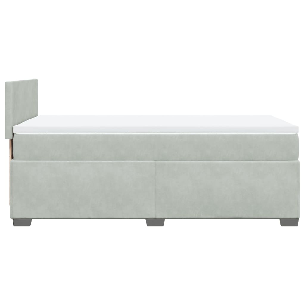 vidaXL Κρεβάτι Boxspring με Στρώμα Ανοιχτό Γκρι 90x190 εκ. Βελούδινο