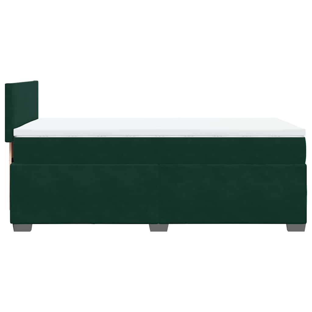 vidaXL Κρεβάτι Boxspring με Στρώμα Σκούρο Πράσινο 90x190 εκ. Βελούδινο