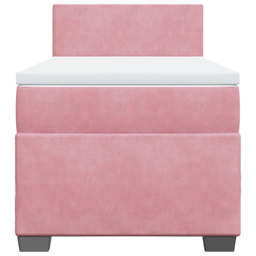vidaXL Κρεβάτι Boxspring με Στρώμα Ροζ 90x190 εκ. Βελούδινο
