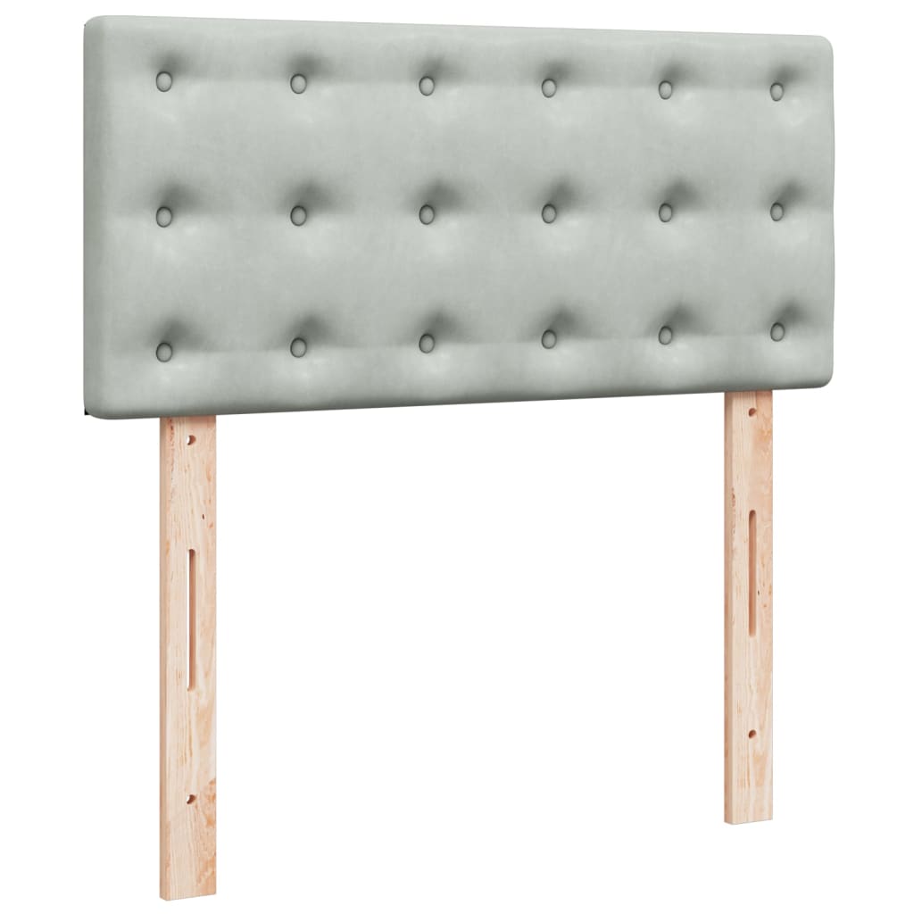 vidaXL Κρεβάτι Boxspring με Στρώμα Ανοιχτό Γκρι 90x190 εκ. Βελούδινο