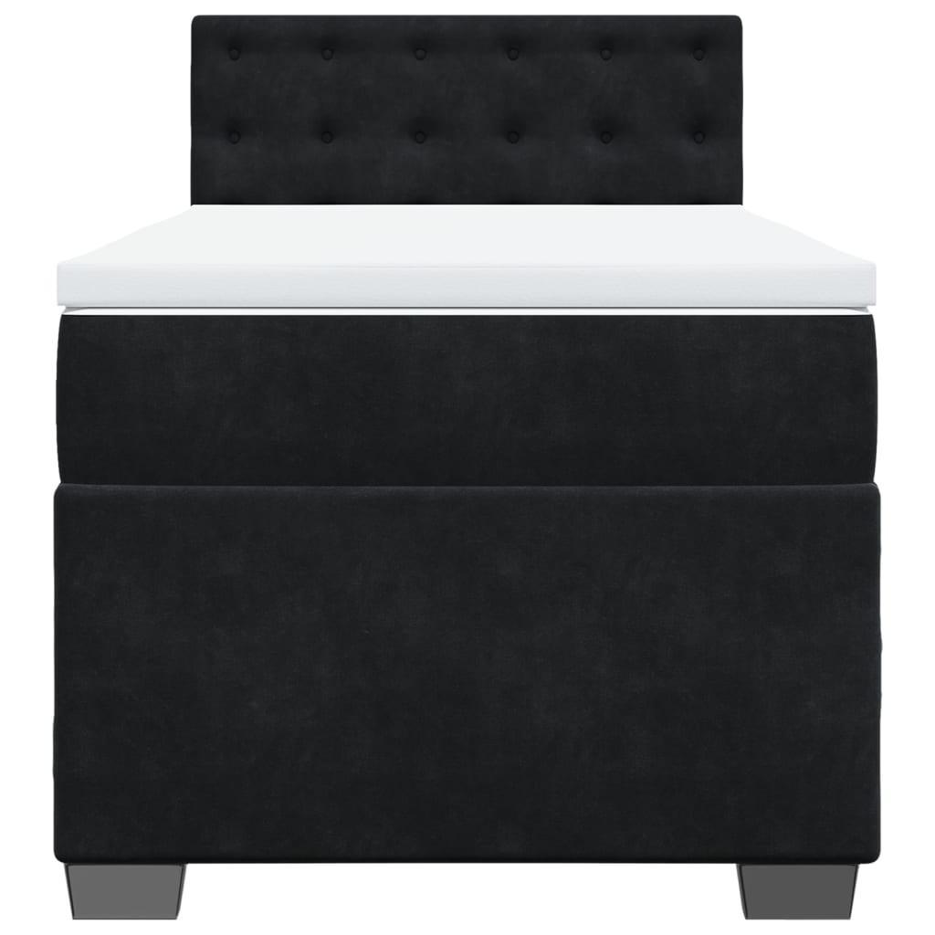 vidaXL Κρεβάτι Boxspring με Στρώμα Μαύρο 90x190 εκ. Βελούδινο