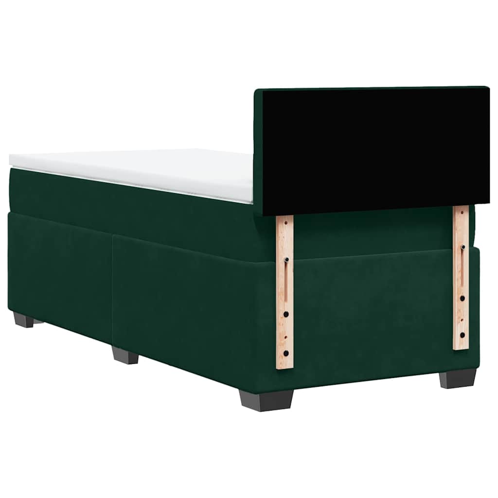 vidaXL Κρεβάτι Boxspring με Στρώμα Σκούρο Πράσινο 90x190 εκ. Βελούδινο