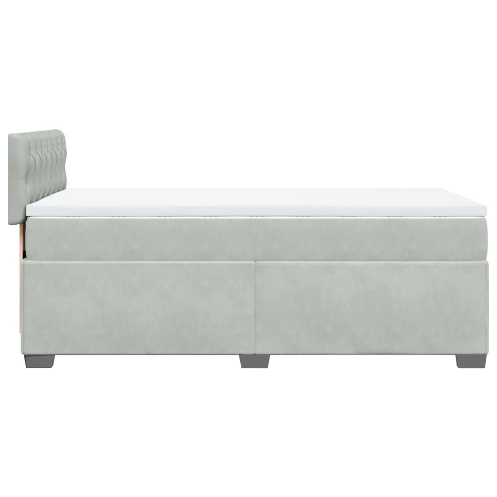 vidaXL Κρεβάτι Boxspring με Στρώμα Ανοιχτό Γκρι 90x190 εκ. Βελούδινο