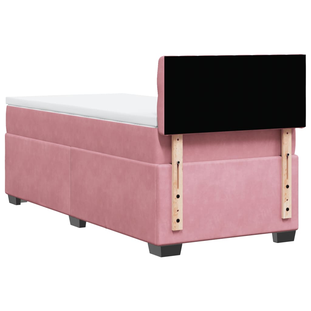 vidaXL Κρεβάτι Boxspring με Στρώμα Ροζ 90x190 εκ. Βελούδινο