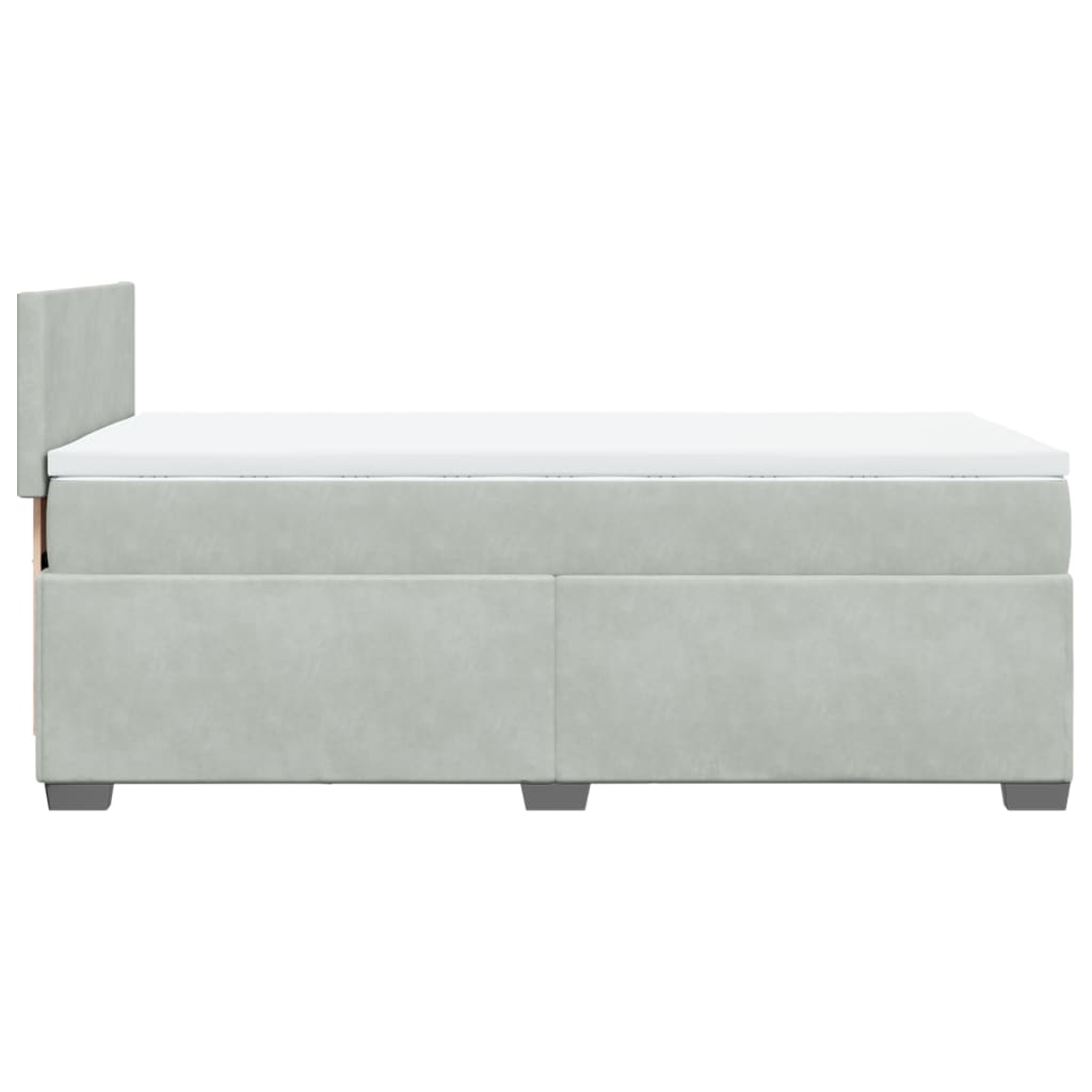 vidaXL Κρεβάτι Boxspring με Στρώμα Ανοιχτό Γκρι 90x200 εκ. Βελούδινο