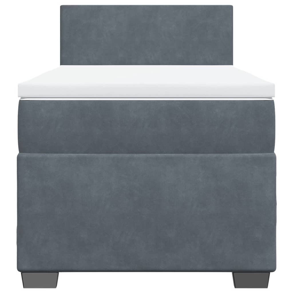 vidaXL Κρεβάτι Boxspring με Στρώμα Σκούρο Γκρι 90x200 εκ. Βελούδινο