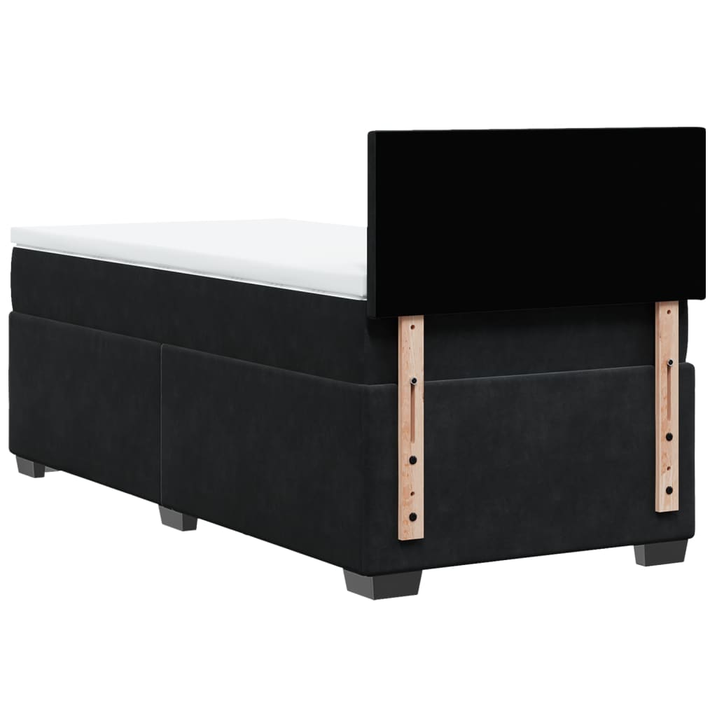 vidaXL Κρεβάτι Boxspring με Στρώμα Μαύρο 90x200 εκ. Βελούδινο