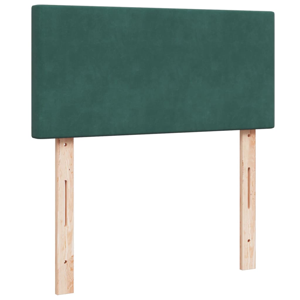 vidaXL Κρεβάτι Boxspring με Στρώμα Σκούρο Πράσινο 90x200 εκ. Βελούδινο