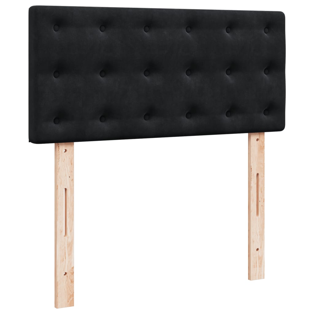 vidaXL Κρεβάτι Boxspring με Στρώμα Μαύρο 90x200 εκ. Βελούδινο