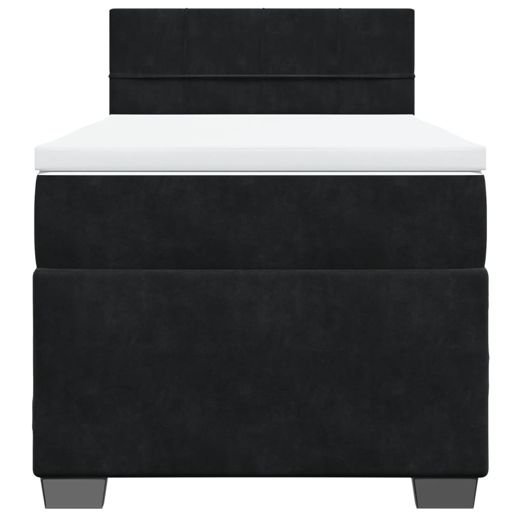 vidaXL Κρεβάτι Boxspring με Στρώμα Μαύρο 90x200 εκ. Βελούδινο