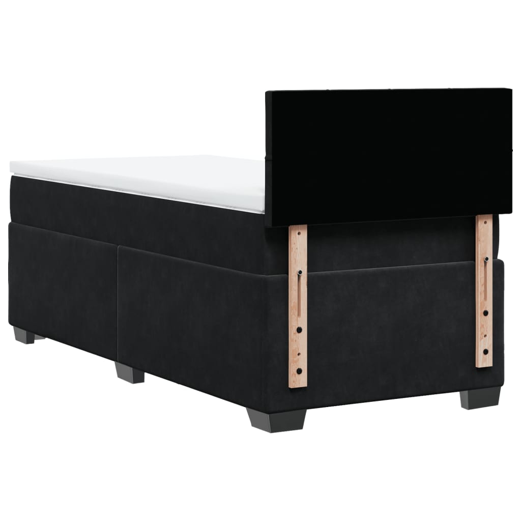 vidaXL Κρεβάτι Boxspring με Στρώμα Μαύρο 90x200 εκ. Βελούδινο