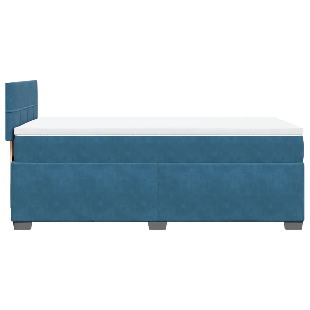 vidaXL Κρεβάτι Boxspring με Στρώμα Μπλε 90x200 εκ. Βελούδινο