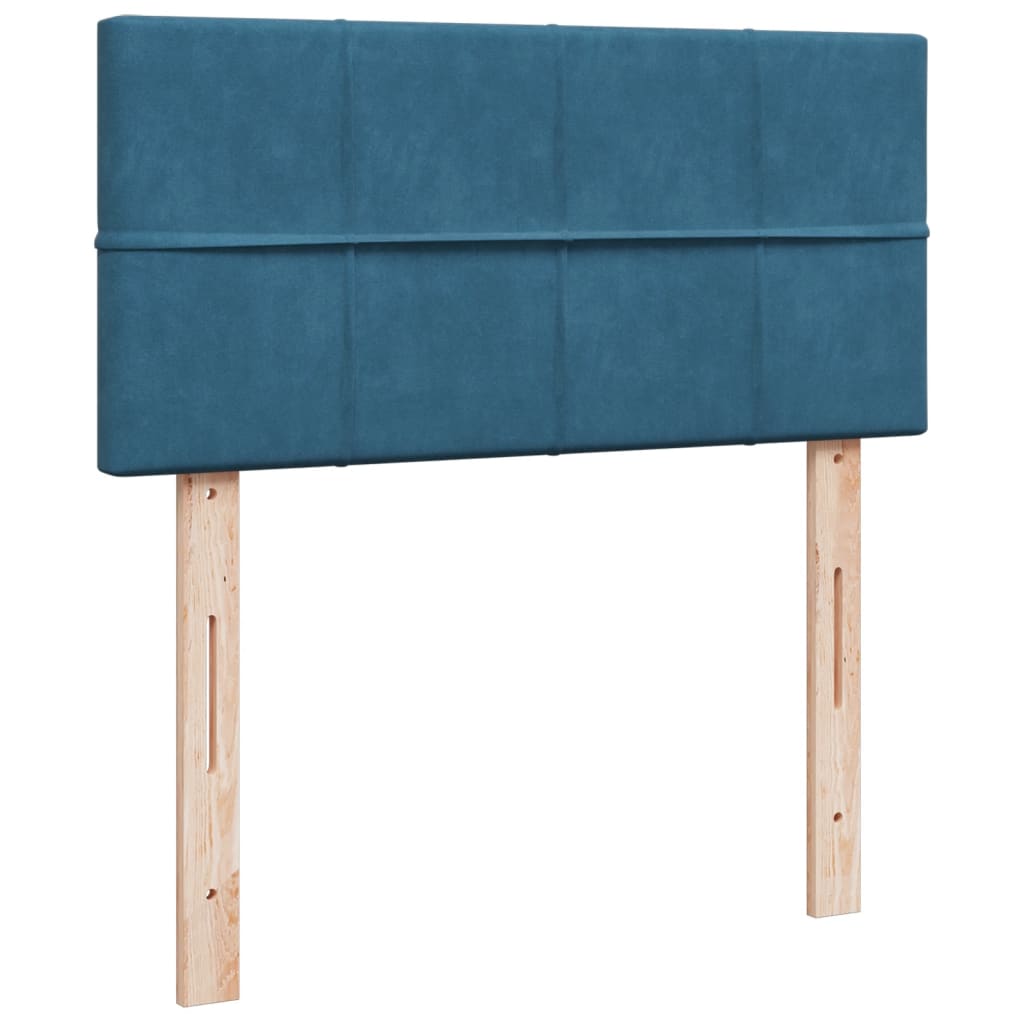 vidaXL Κρεβάτι Boxspring με Στρώμα Μπλε 90x200 εκ. Βελούδινο