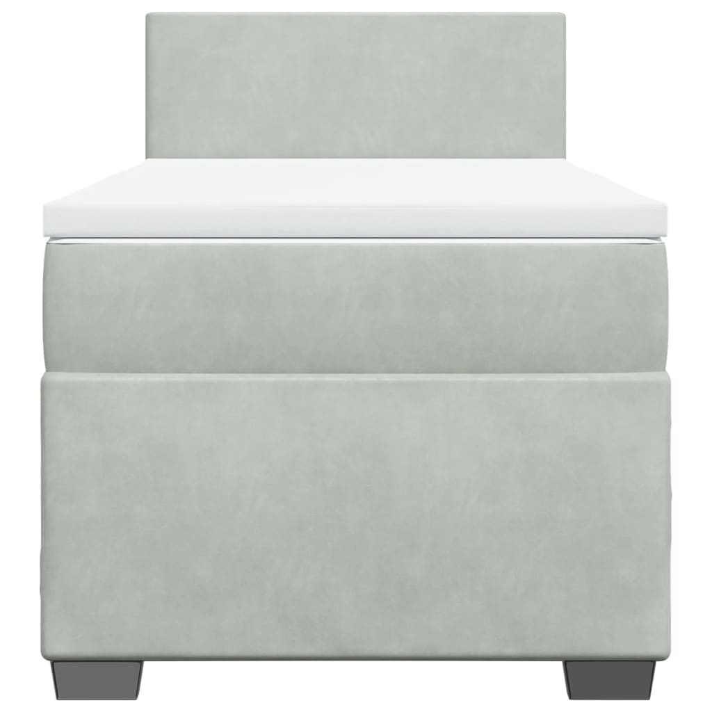 vidaXL Κρεβάτι Boxspring με Στρώμα Ανοιχτό Γκρι 100x200 εκ. Βελούδινο